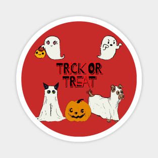 Trick Or Treat! - Cute Friendly Halloween Ghosts Design Magnet